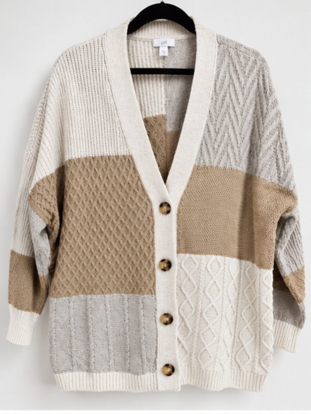 J.Jill Colorblock Cable Knit Cardigan – Size 2X( appr 22-24)